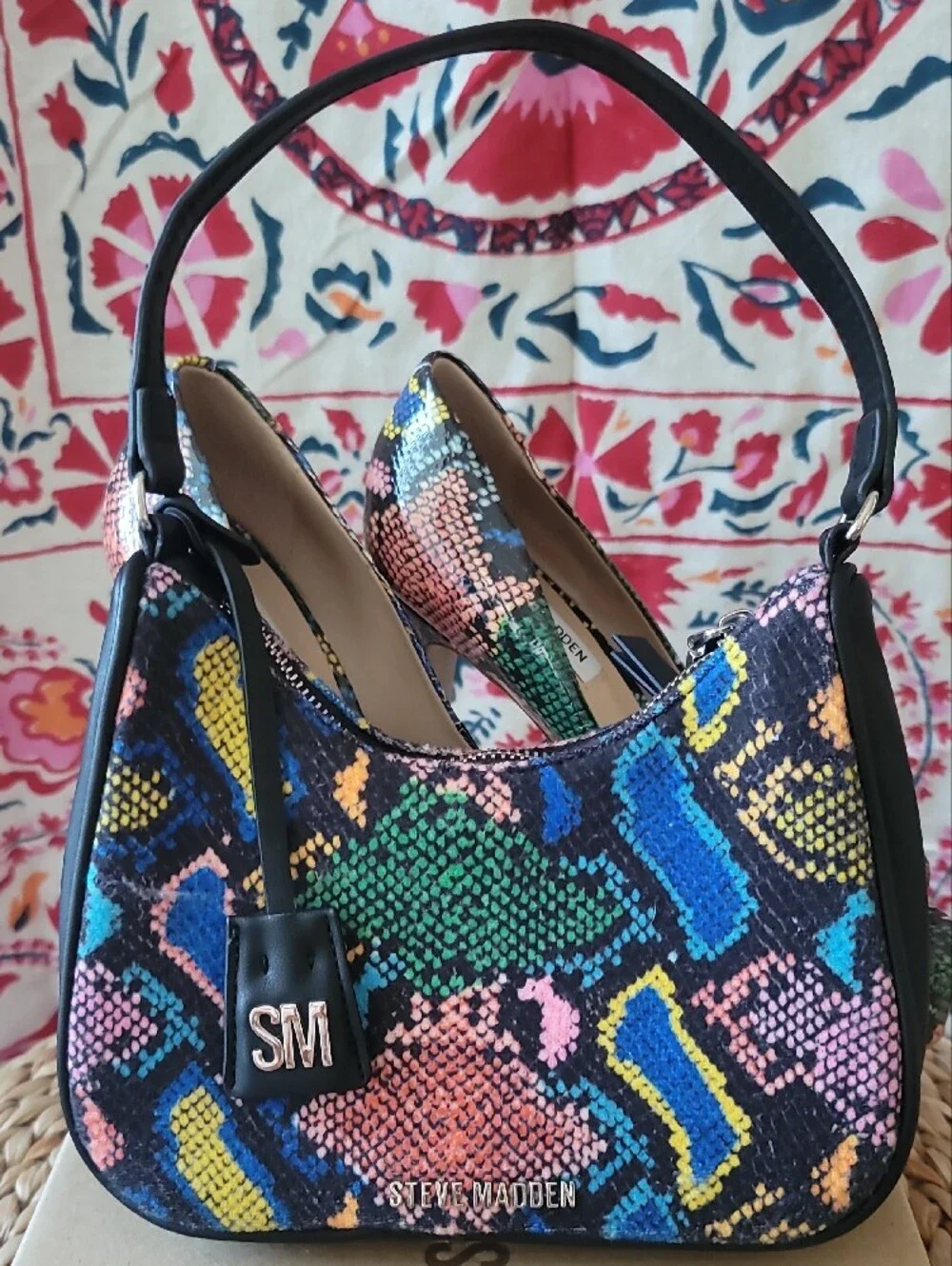 Steve Madden Deanna Multi Snake-Print Platform with Matching Bag